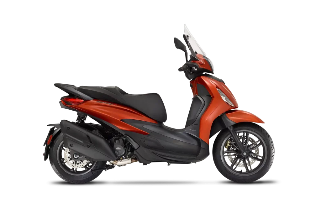 Piaggio New Beverly orange sunset